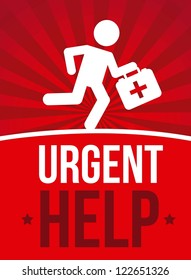 Emergency Doctor Over Red Background. Vector Illustration