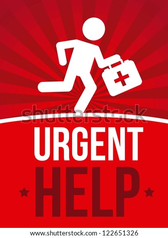 emergency doctor over red background. vector illustration