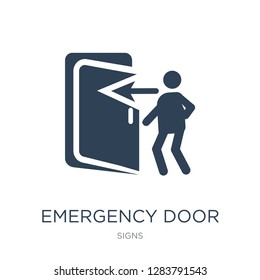 emergency door icon vector on white background, emergency door trendy filled icons from Signs collection, emergency door vector illustration