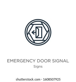 Emergency door signal icon. Thin linear emergency door signal outline icon isolated on white background from signs collection. Line vector sign, symbol for web and mobile