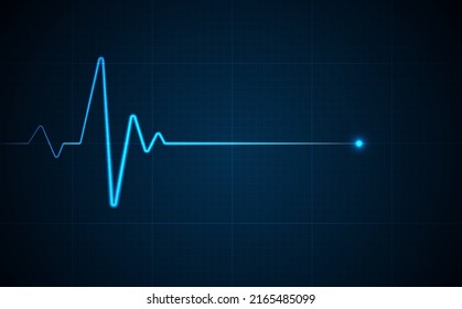 Emergency ekg monitoring. Blue glowing neon heart pulse. Heart beat. Electrocardiogram