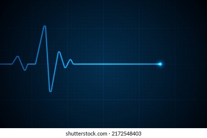 Emergency ekg monitoring. Blue glowing neon heart pulse. Heart beat. Electrocardiogram