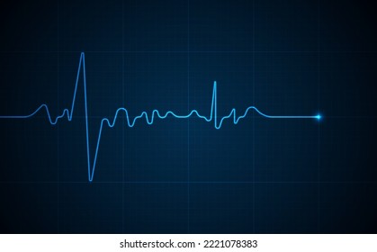 Emergency ekg monitoring. Blue glowing neon heart pulse. Heart beat. Electrocardiogram