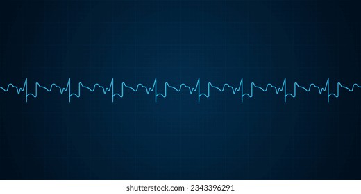 Emergency ekg monitoring. Blue glowing neon heart pulse. Heart beat. Electrocardiogram