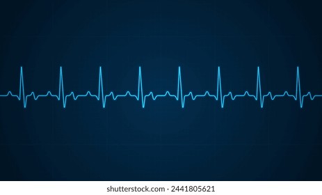 Emergency ekg monitoring. Blue glowing neon heart pulse. Heart beat. Electrocardiogram