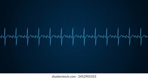 Emergency ekg monitoring. Blue glowing neon heart pulse. Heart beat. Electrocardiogram