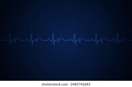 Emergency ekg monitoring. Blue glowing neon heart pulse. Heart beat. Electrocardiogram