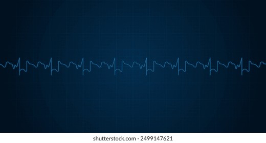 Emergency ekg monitoring. Blue glowing neon heart pulse. Heart beat. Electrocardiogram