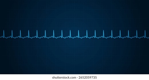 Monitorização de emergência por quilograma. Pulso de coração de néon brilhante azul. Batimento cardíaco. Eletrocardiograma