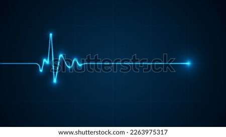 Emergency ekg monitoring. Blue glowing neon heart pulse. Heart beat. Electrocardiogram