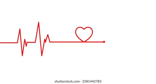 Emergency ekg monitoring. Red heart pulse. Heart beat line. Electrocardiogram. vector illustration Eps