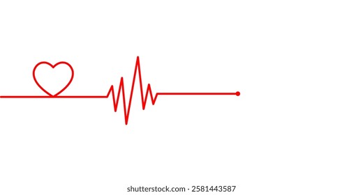 Emergency ekg monitoring. Red heart pulse. Heart beat line. Electrocardiogram. vector illustration Eps