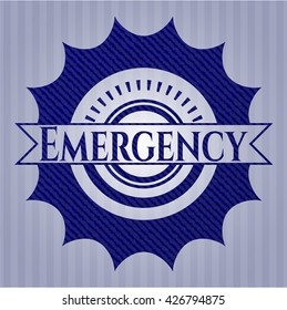 Emergency emblem with denim high quality background