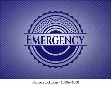 Emergency emblem with jean background. Vector Illustration. Detailed.