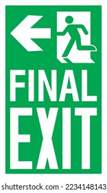 Emergency Escape Evacuation Sign Marking ISO Standard Final Exit Left.
Using Pictograms in Compliance with NFPA 170