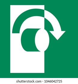 Emergency escape sign vector - Turn clockwise to open symbol, label, sticker