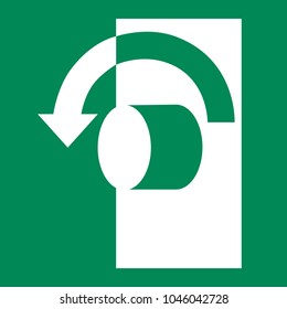 Emergency escape sign vector - Turn anti-clockwise to open symbol, label, sticker