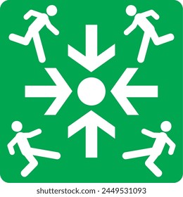 Emergency evacuation assembly point sign, gathering point,symbol, Assembly Area. Assembly Point. meeting area, safety zone,sign