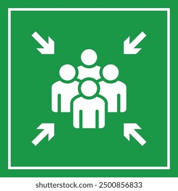 Emergency evacuation assembly point sign isolated vector illustration on white background.