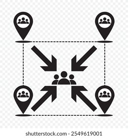 Señal de punto de montaje de evacuación de emergencia Ilustración vectorial aislada.