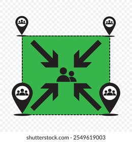 Señal de punto de montaje de evacuación de emergencia Ilustración vectorial aislada.