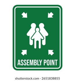 Emergency evacuation assembly point sign vector design