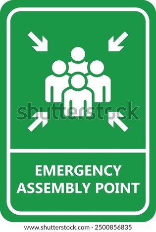 Emergency evacuation assembly point sign isolated vector illustration on white background.