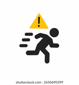 Evacuação de emergência. Sinal de escape. Fuja. 