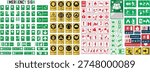 Emergency Evacuation Exit Icons Set with Fire Escape Route and Safe Area Signs