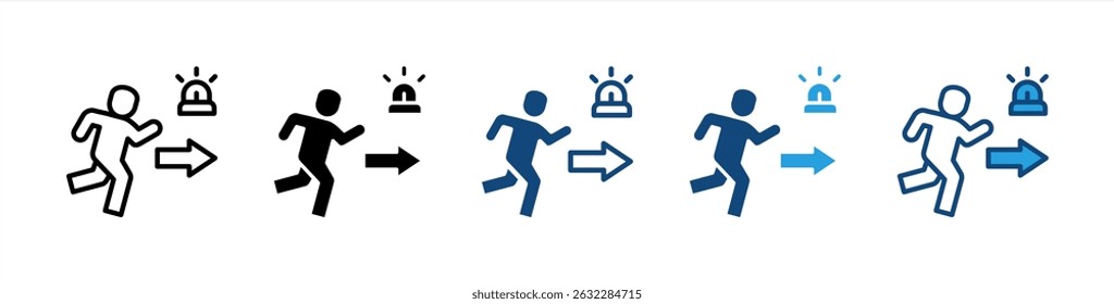 Emergency Evacuation icon sheet multiple style collection
