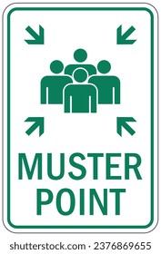 Emergency evacuation muster point area sign