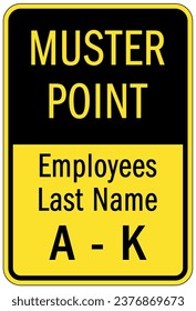 Emergency evacuation muster point area sign