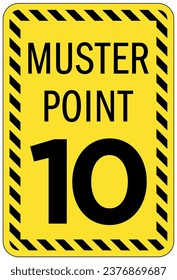 Emergency evacuation muster point area sign
