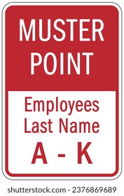 Emergency evacuation muster point area sign