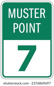 Emergency evacuation muster point area sign