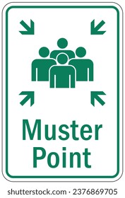 Emergency evacuation muster point area sign