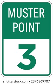 Emergency evacuation muster point area sign