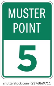 Emergency evacuation muster point area sign