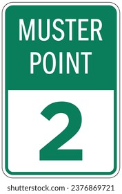 Emergency evacuation muster point area sign