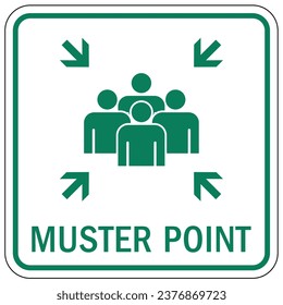Emergency evacuation muster point area sign