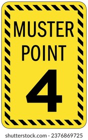 Emergency evacuation muster point area sign