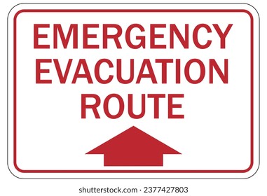 Emergency evacuation route sign and labels