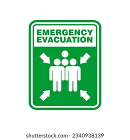Signo de evacuación de emergencia y vector adhesivo