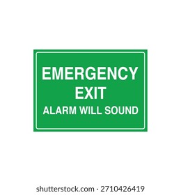 NOTAUSGANGS-ALARM KLINGT Warnschild für Ausstiegstürsicherheit - Nur in Notfällen verwenden Vektor
