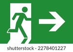 Emergency exit and arrow icon material by vector