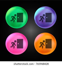 Emergency exit crystal ball design icon in green - blue - pink and orange.