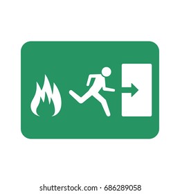 Emergency exit direction. Safe condition sign.