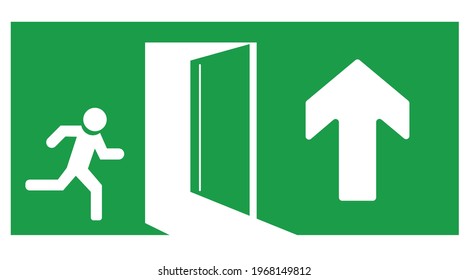 Emergency exit door. The arrow leads up to the safe exit.
security concept.
Vector EPS 10.