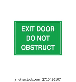 LA PUERTA DE SALIDA DE EMERGENCIA NO OBSTRUYE la señal obligatoria de advertencia de salida - Manténgase despejado para el Vector de la ruta de salida
