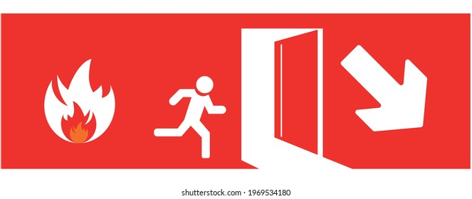 Emergency exit door The fire exit emergency door directs the safe exit. Security concept. Vector design eps 10.